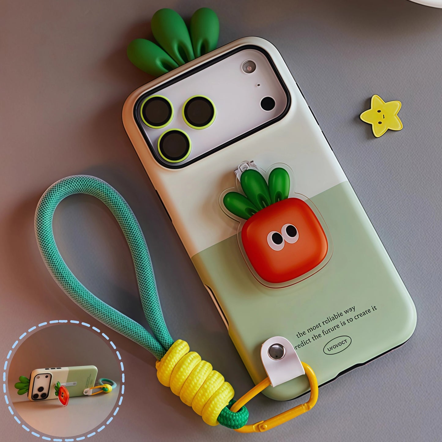 iPhone 17 ProMax Carrot Creative Shockproof Lanyard Case