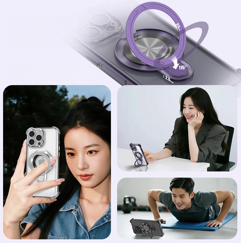 iPhone 17 ProMax Electroplating Bracket Magnetic All-inclusive Space Case