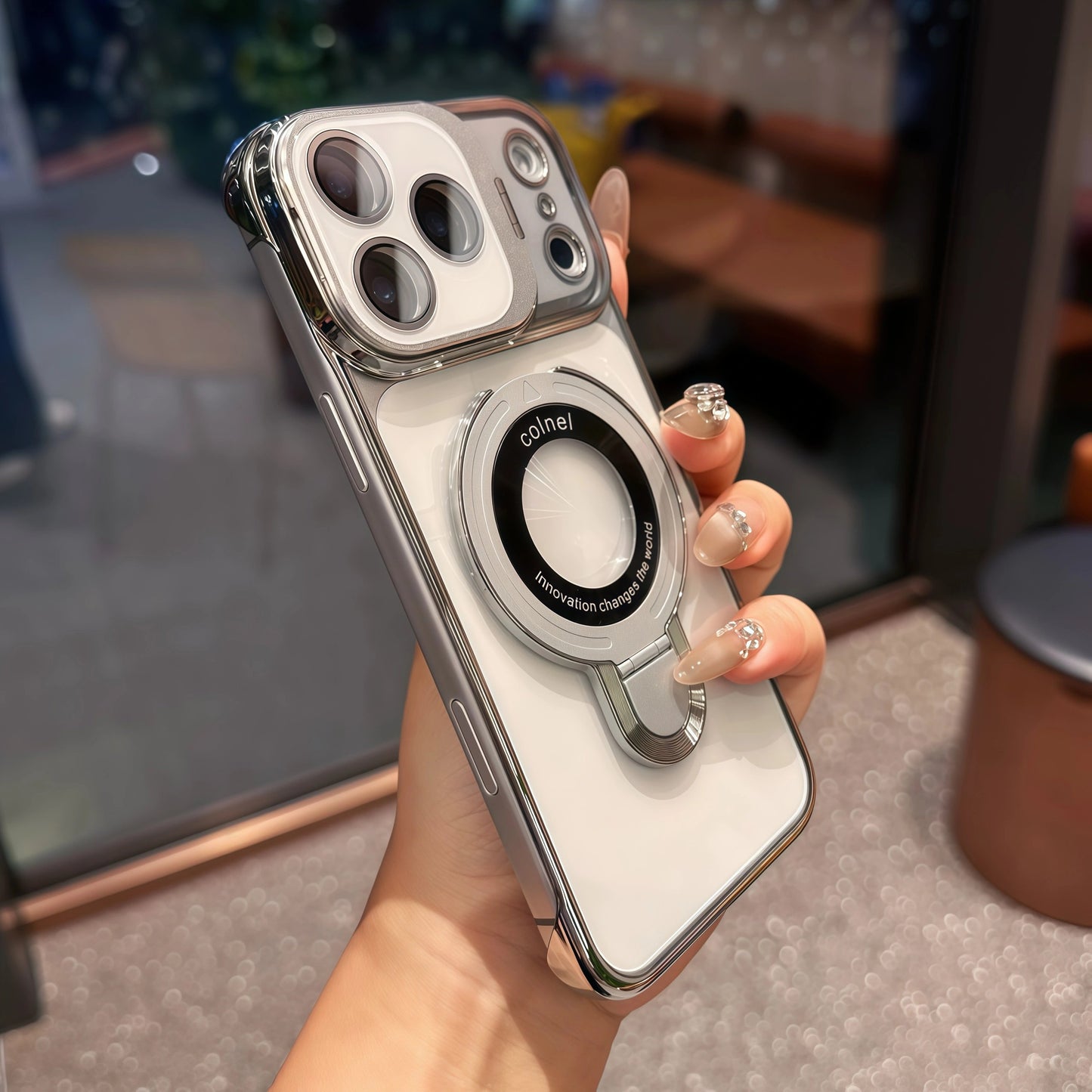 iPhone 17 ProMax Dual Stand Transparent Magnetic Phone Case