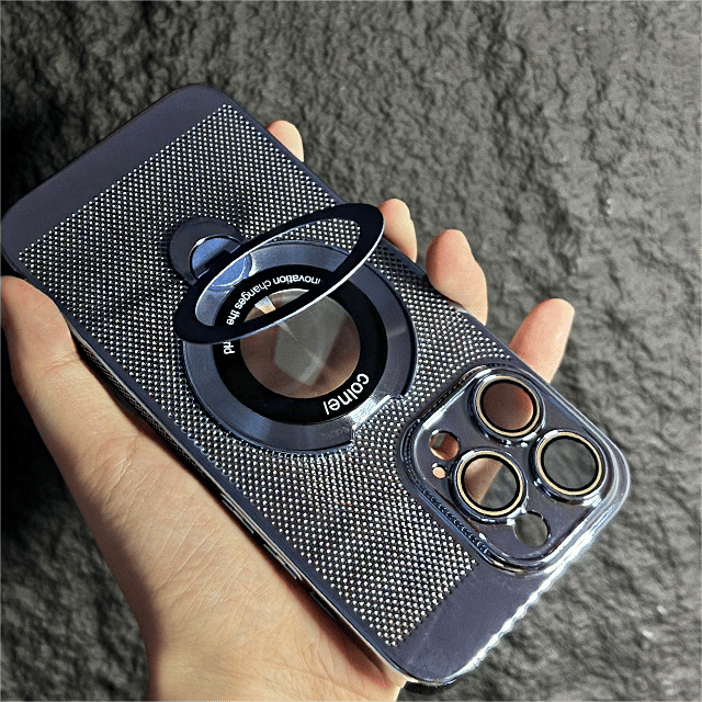 iPhone 17 Series Electroplated Heat Dissipation Phone Case with 360° Rotating Magnetic Bracket