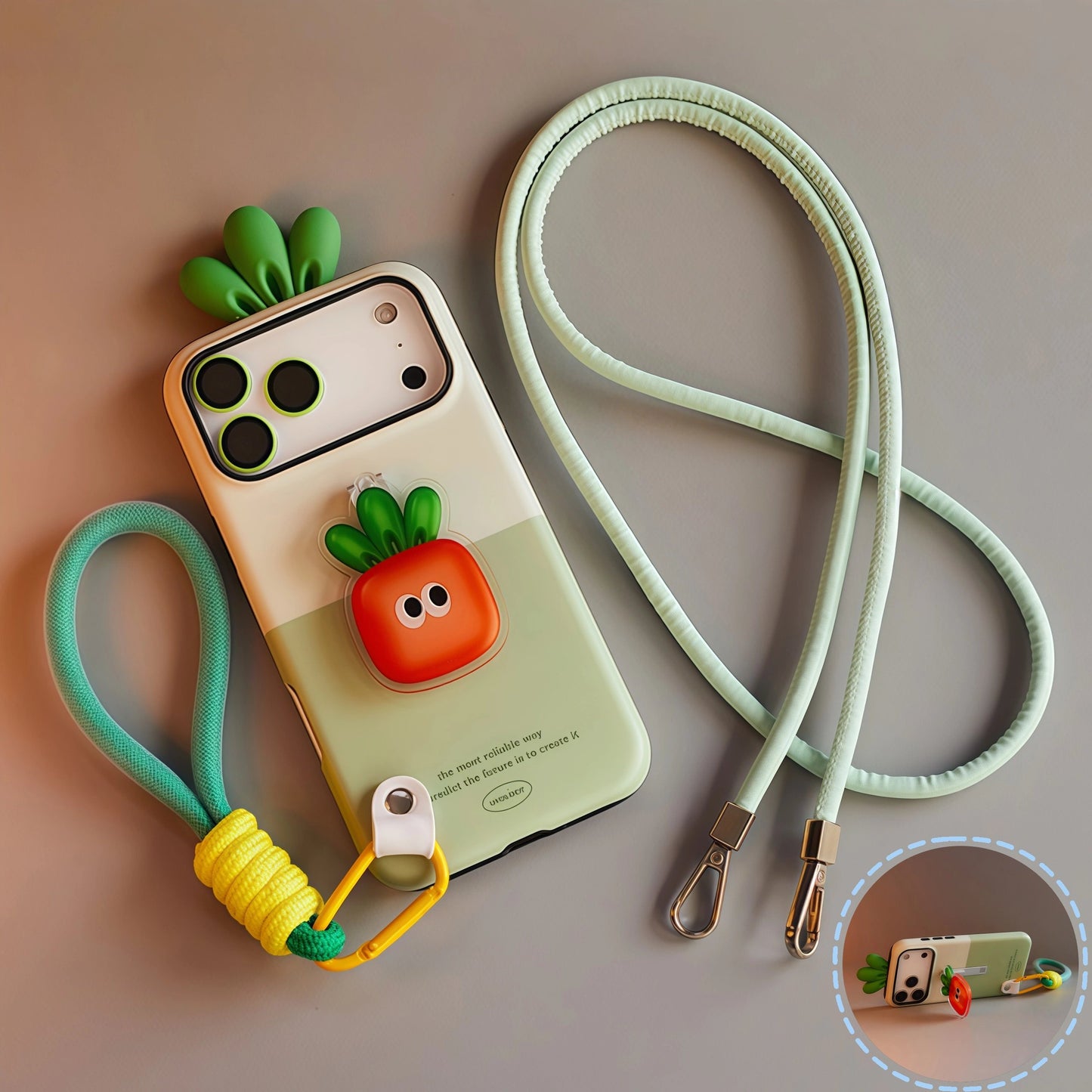 iPhone 17 ProMax Carrot Creative Shockproof Lanyard Case