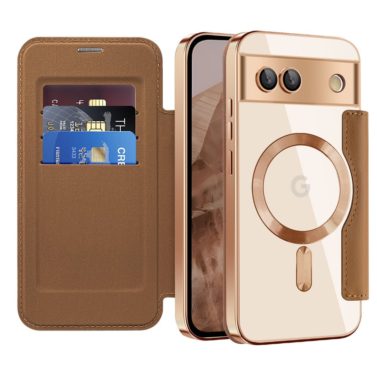 Google MagSafe Series | Business Type Magnetic Charging Electroplated Flip Leather Case