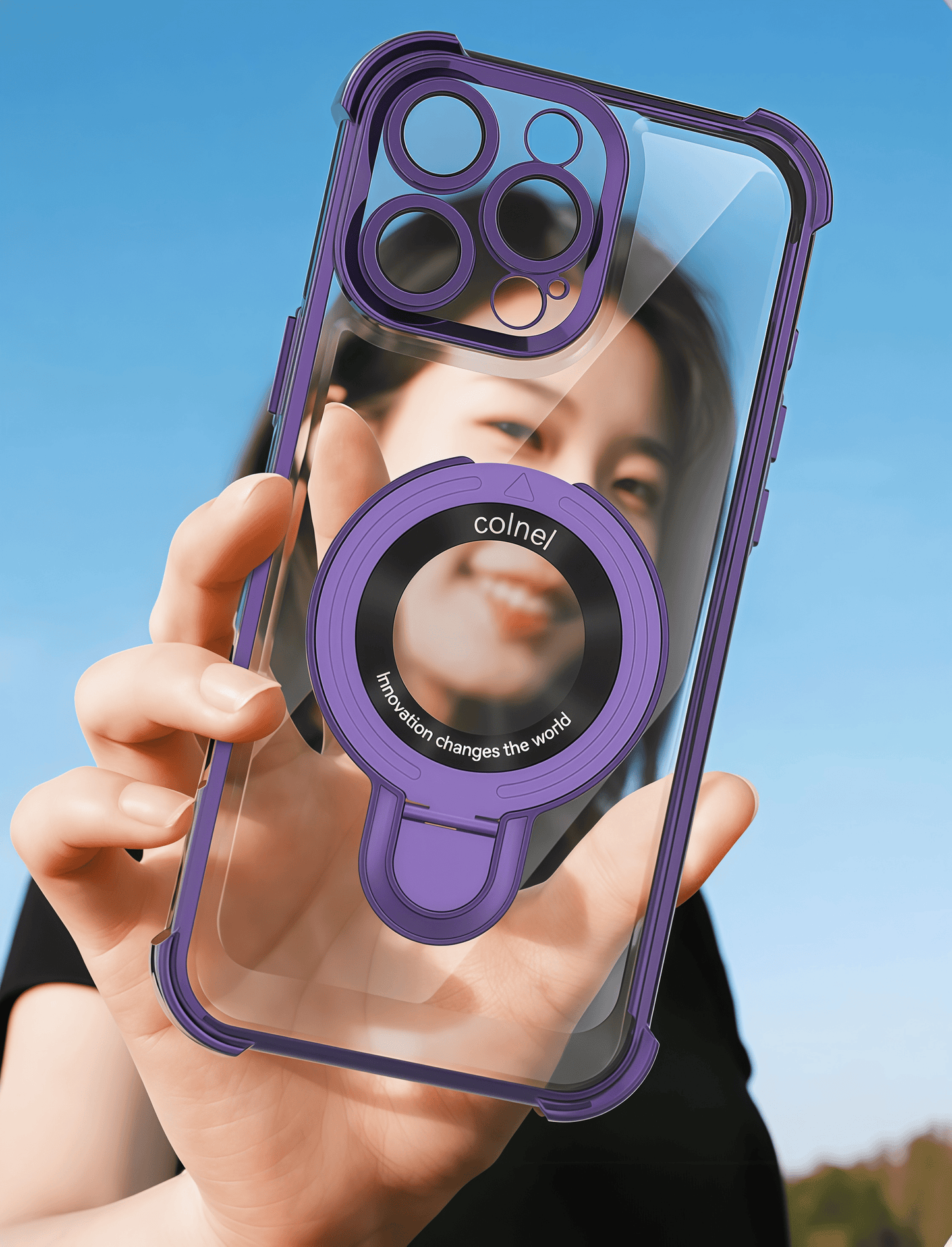 iPhone 17 ProMax Electroplating Bracket Magnetic All-inclusive Space Case