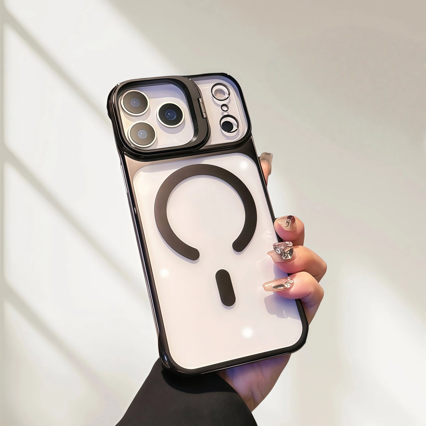 iPhone 17 Series Electroplated Transparent Magnetic Stand Case