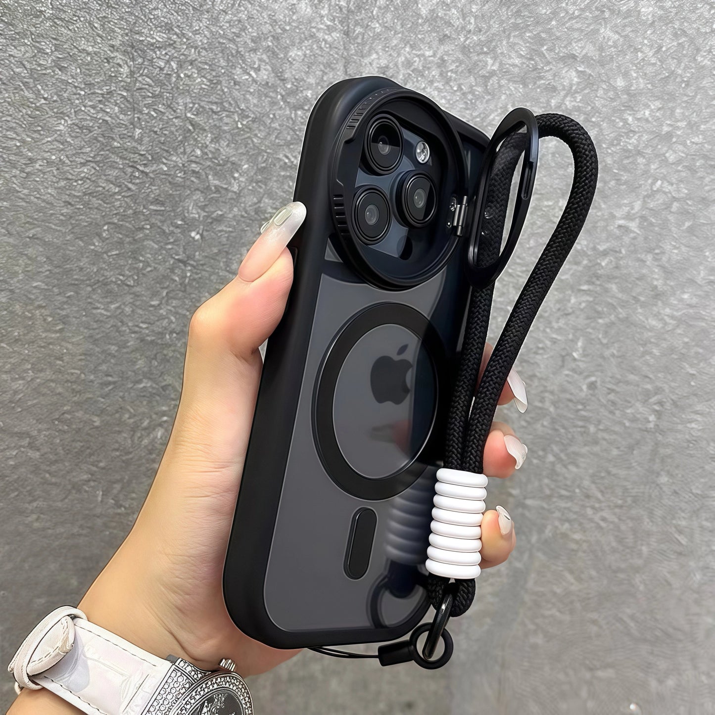 iPhone 17 Series Transparent Magnetic Flip Phone Case with Lens Holder