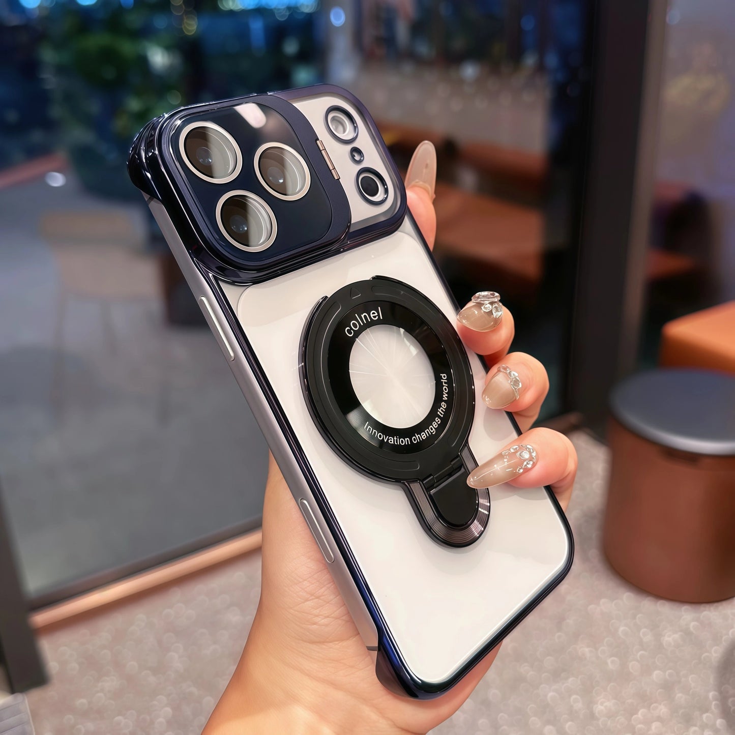 iPhone 17 ProMax Dual Stand Transparent Magnetic Phone Case