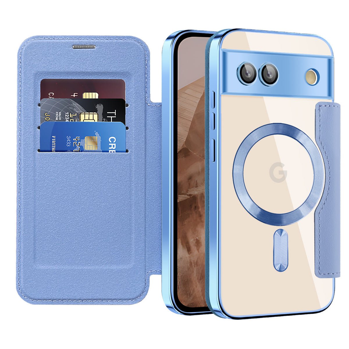Google MagSafe Series | Business Type Magnetic Charging Electroplated Flip Leather Case