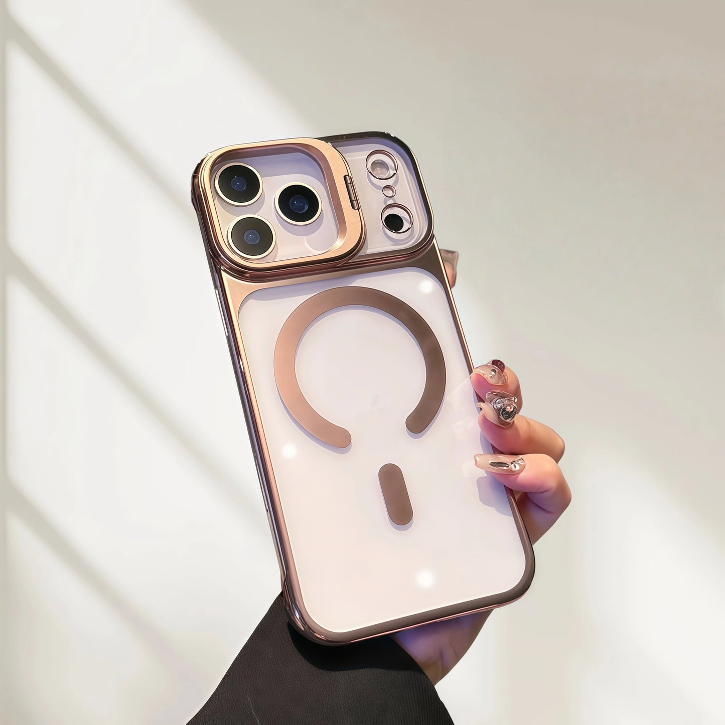 iPhone 17 Series Electroplated Transparent Magnetic Stand Case