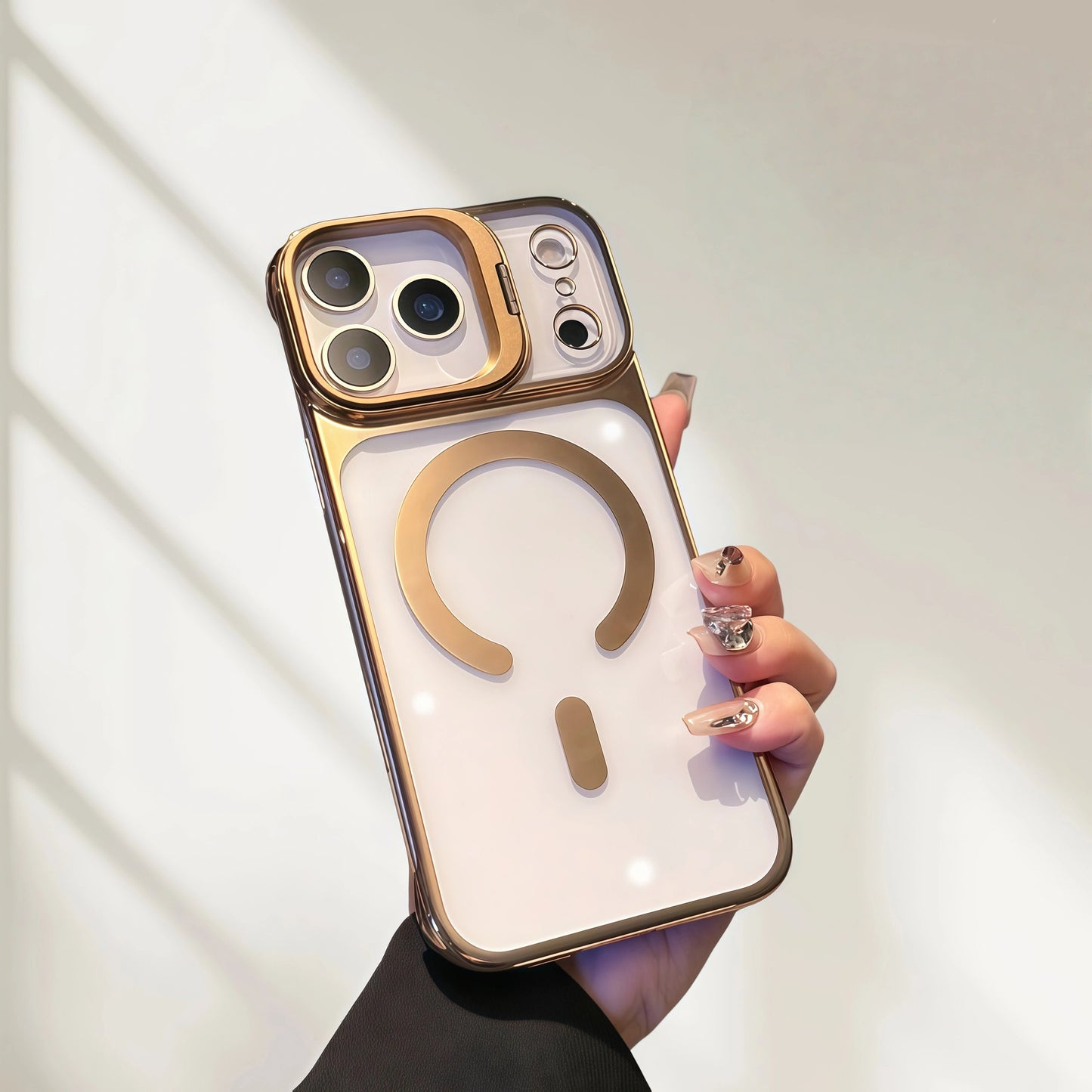 iPhone 17 Series Electroplated Transparent Magnetic Stand Case