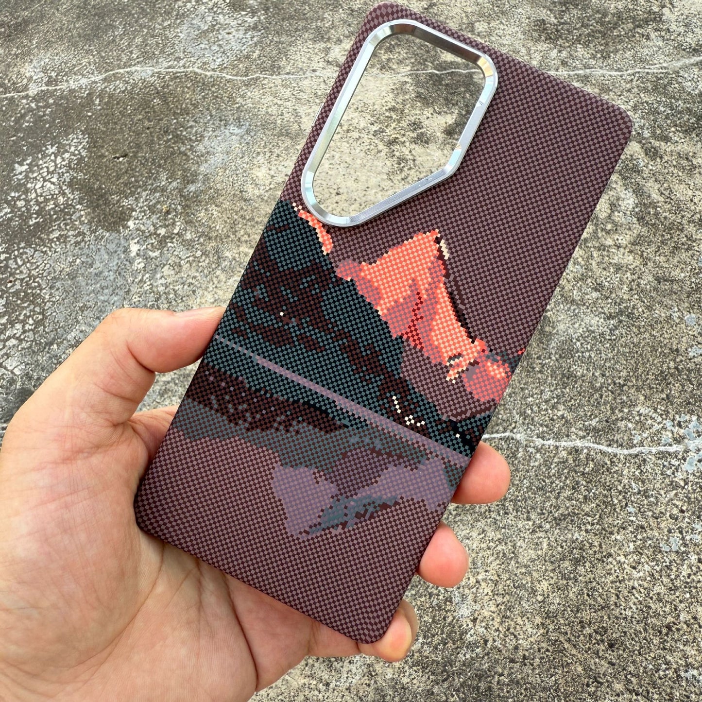 Premium MagSafe Phone Case with Metal Lens Frame & Pixel Art Design