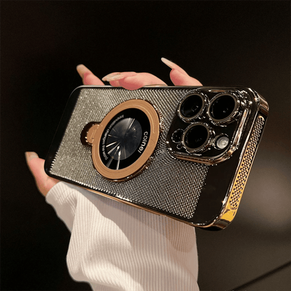 iPhone 17 Series Electroplated Heat Dissipation Phone Case with 360° Rotating Magnetic Bracket