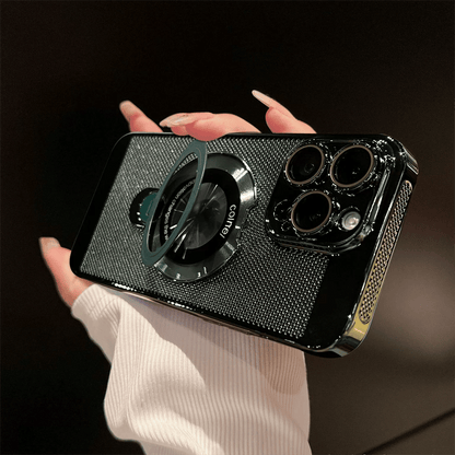 iPhone 17 Series Electroplated Heat Dissipation Phone Case with 360° Rotating Magnetic Bracket