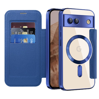 Google MagSafe Series | Business Type Magnetic Charging Electroplated Flip Leather Case
