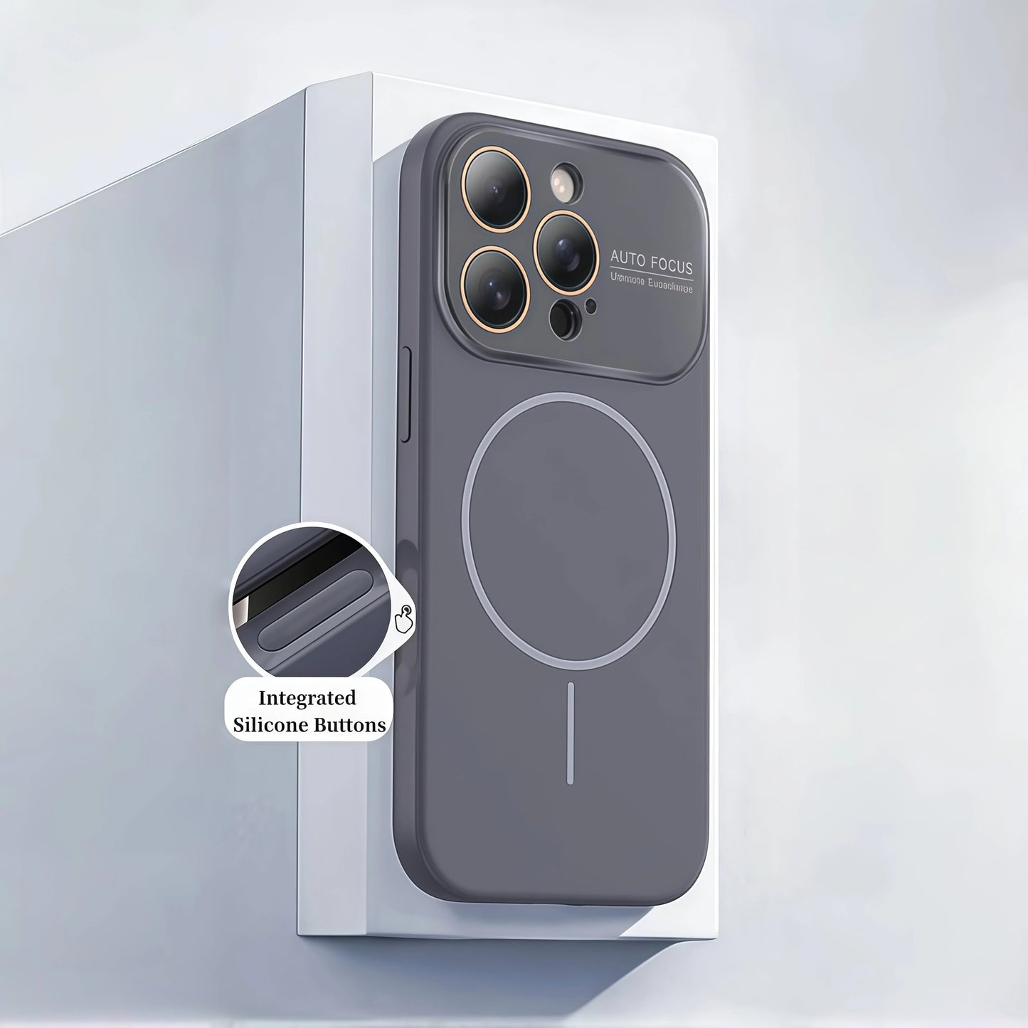 Liquid Silicone MagSafe iPhone Case with Crystal Lens & Free Apple-Style Logo Sticker