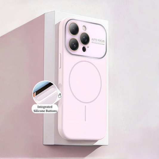 Liquid Silicone MagSafe iPhone Case with Crystal Lens & Free Apple-Style Logo Sticker