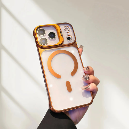 iPhone 17 Series Electroplated Transparent Magnetic Stand Case