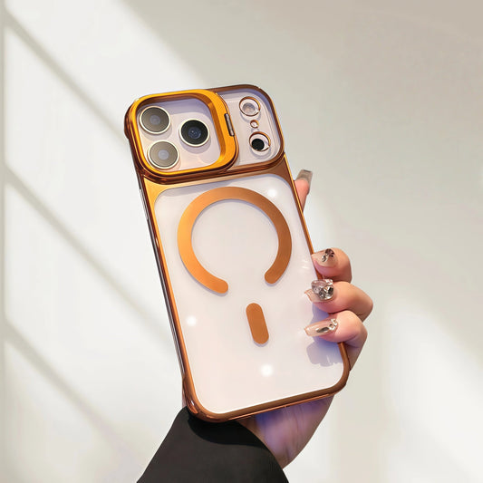 iPhone 17 Series Electroplated Transparent Magnetic Stand Case