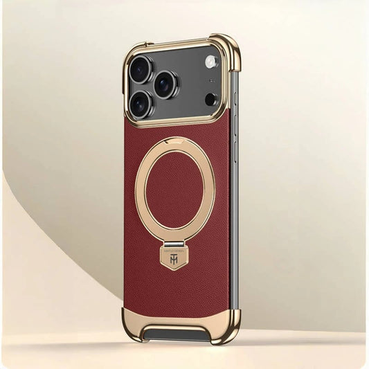 iPhone 17 Series Frameless Electroplated Vegan Leather MagSafe Case