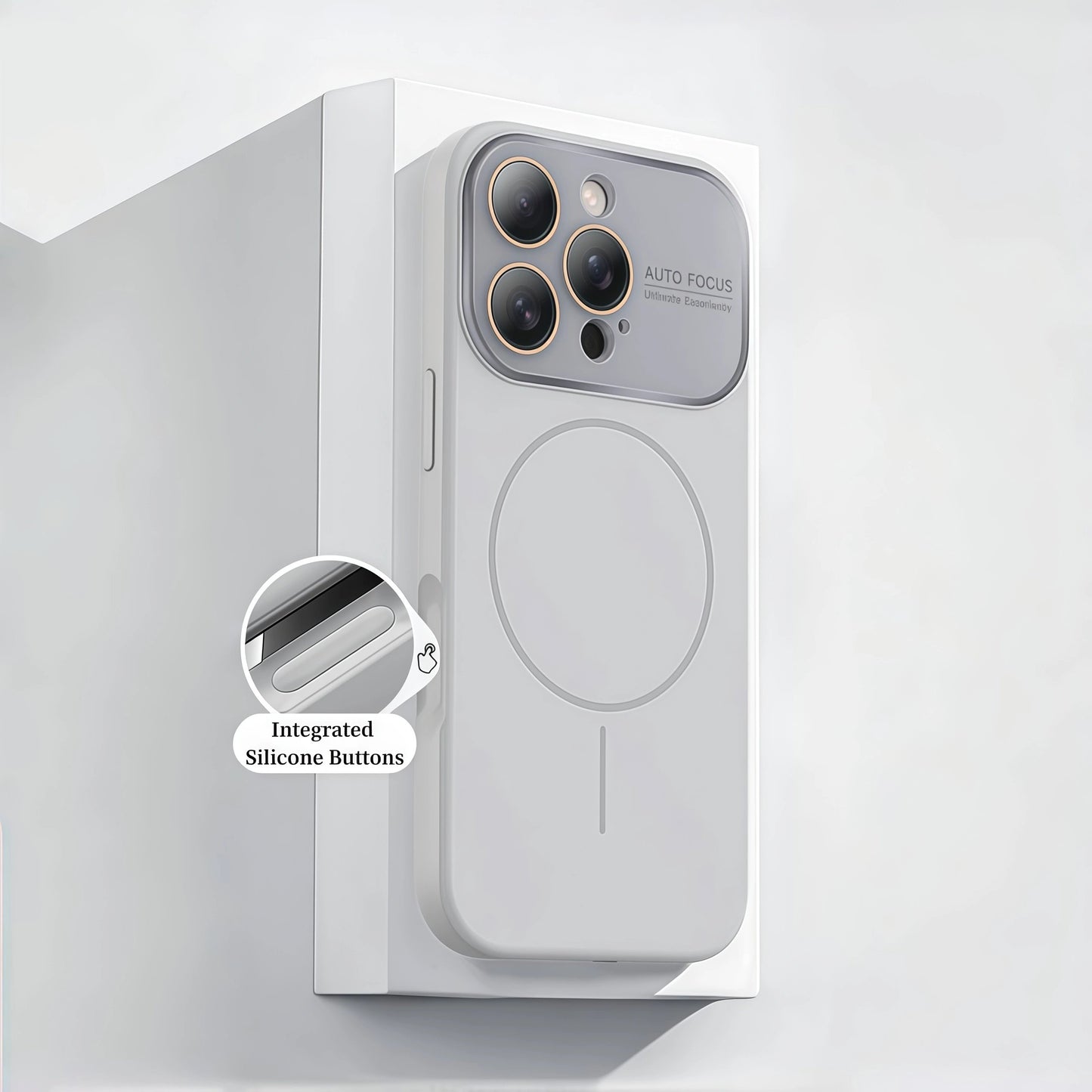 Liquid Silicone MagSafe iPhone Case with Crystal Lens & Free Apple-Style Logo Sticker