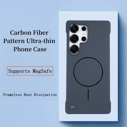 Ultra-Slim Carbon Fiber Texture MagSafe Case – Frameless & Washable Design