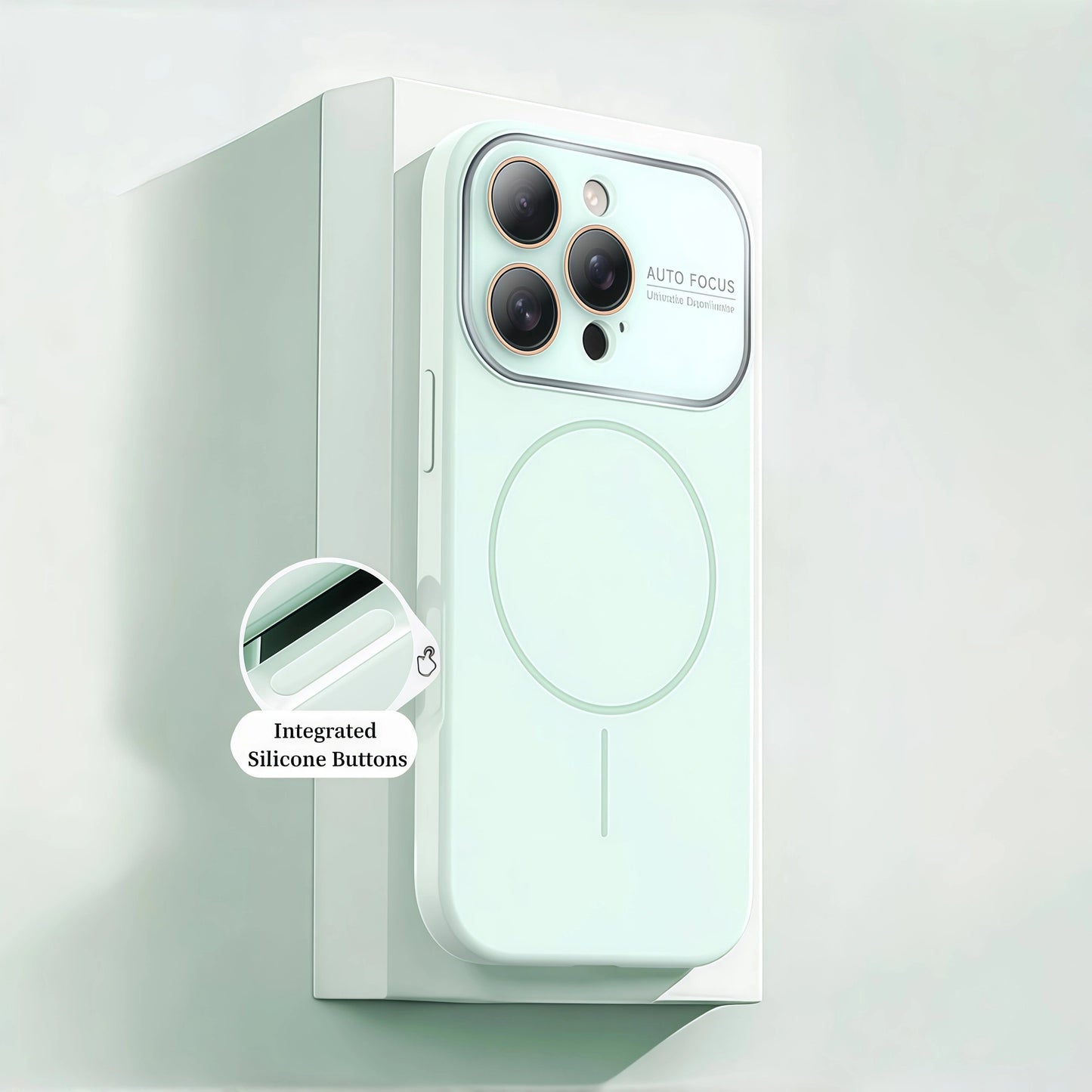 Liquid Silicone MagSafe iPhone Case with Crystal Lens & Free Apple-Style Logo Sticker