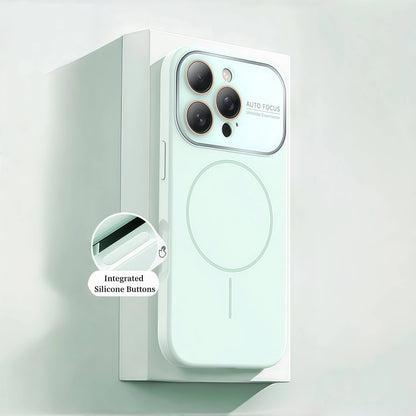Liquid Silicone MagSafe iPhone Case with Crystal Lens & Free Apple-Style Logo Sticker