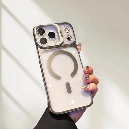 iPhone 17 Series Electroplated Transparent Magnetic Stand Case