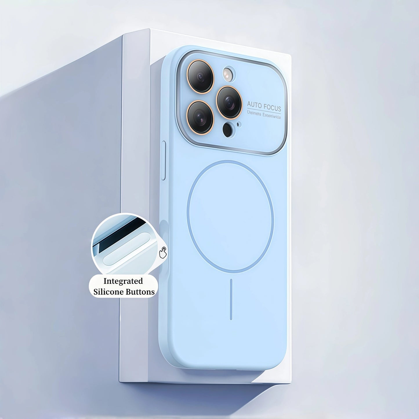 Liquid Silicone MagSafe iPhone Case with Crystal Lens & Free Apple-Style Logo Sticker