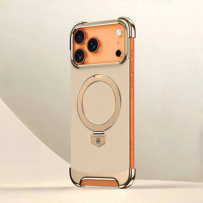 iPhone 17 Series Frameless Electroplated Vegan Leather MagSafe Case