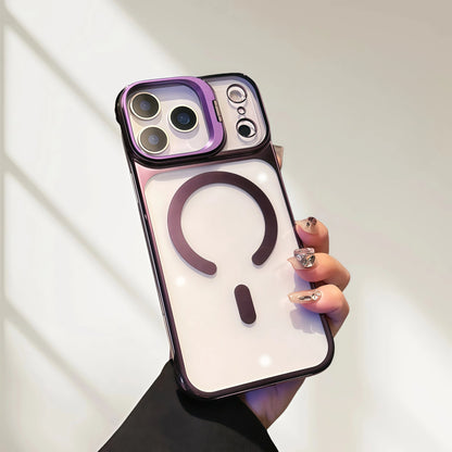 iPhone 17 Series Electroplated Transparent Magnetic Stand Case